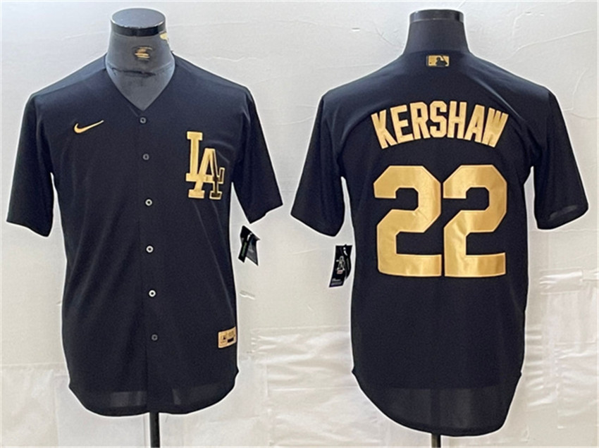 Men's Black Los Angeles Dodgers #22 Clayton Kershaw Cool Base Stitched Baseball Jersey